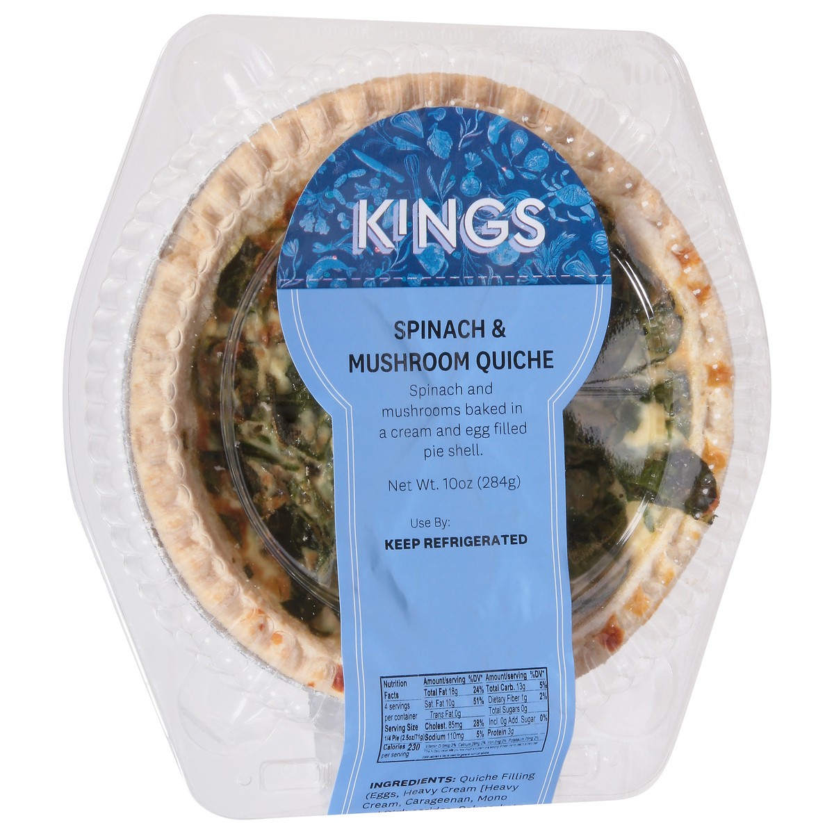 slide 4 of 12, Quiche Spinach/mushroom - 10 OZ, 10 oz