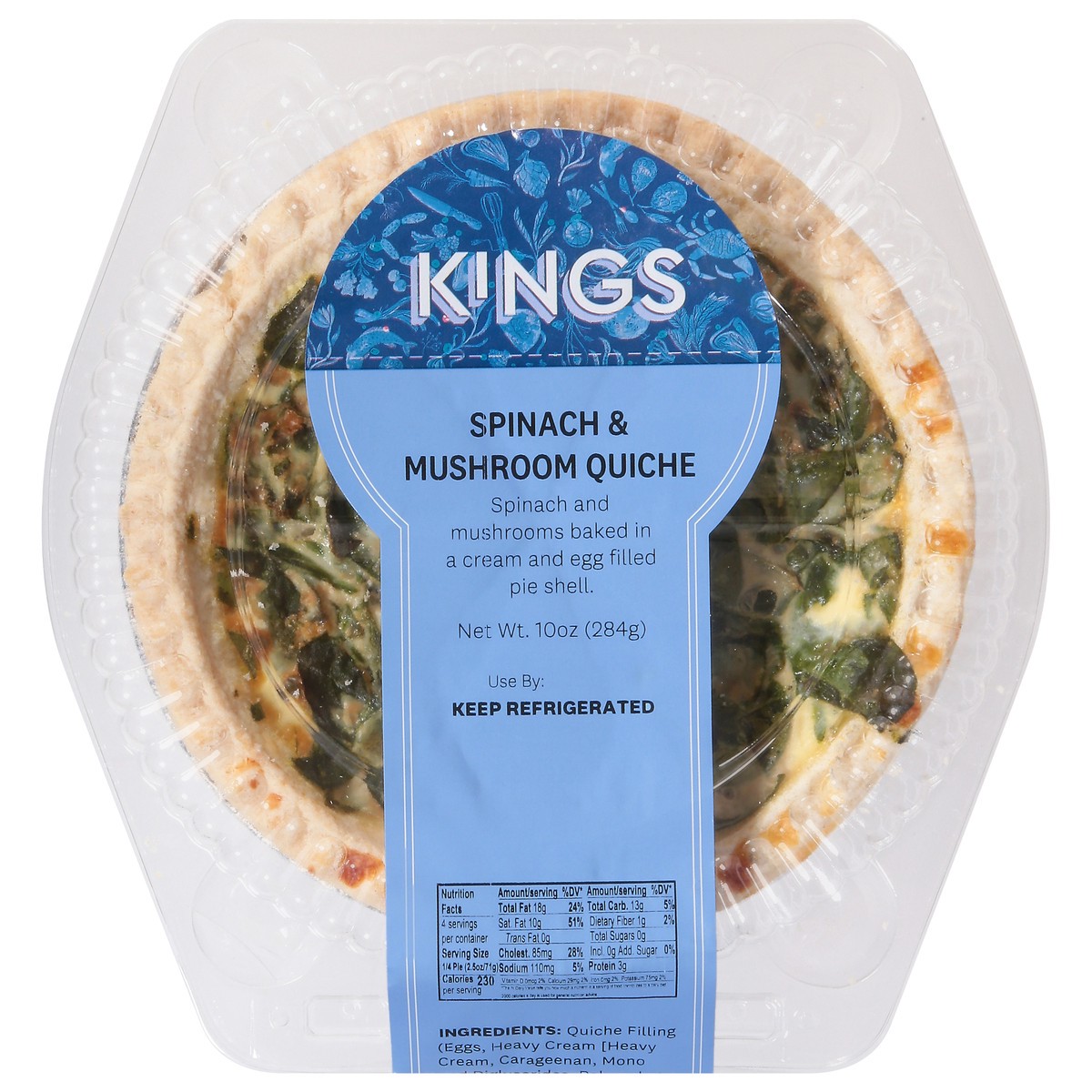 slide 1 of 12, Quiche Spinach/mushroom - 10 OZ, 10 oz