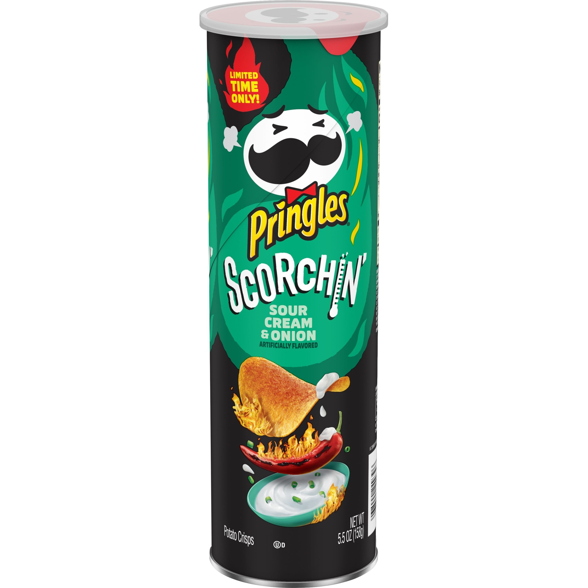 slide 1 of 1, Pringles Scorchin' Potato Crisps Chips, Sour Cream and Onion, 5.5 oz, 5.5 oz