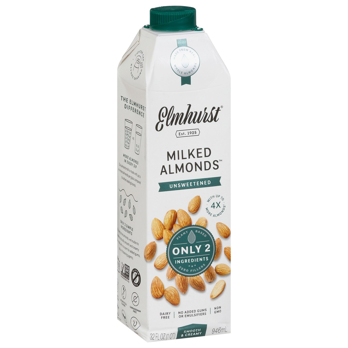 slide 2 of 9, Elmhurst Unsweetened Milked Almonds Non-dairy Beverage, 32 fl oz