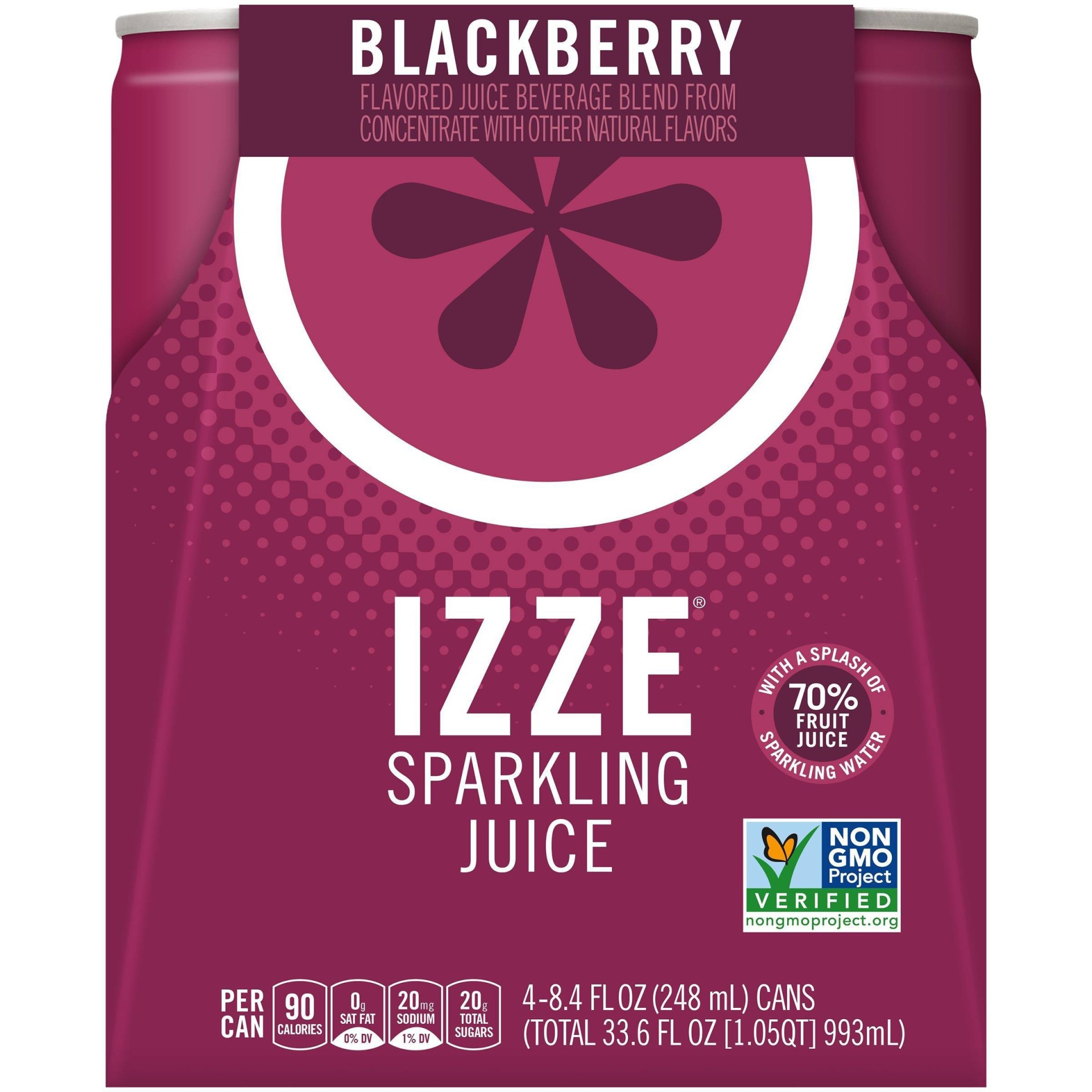 slide 1 of 3, Izze Sparkling Blackberry Juice Beverage, 4 ct; 8.4 fl oz