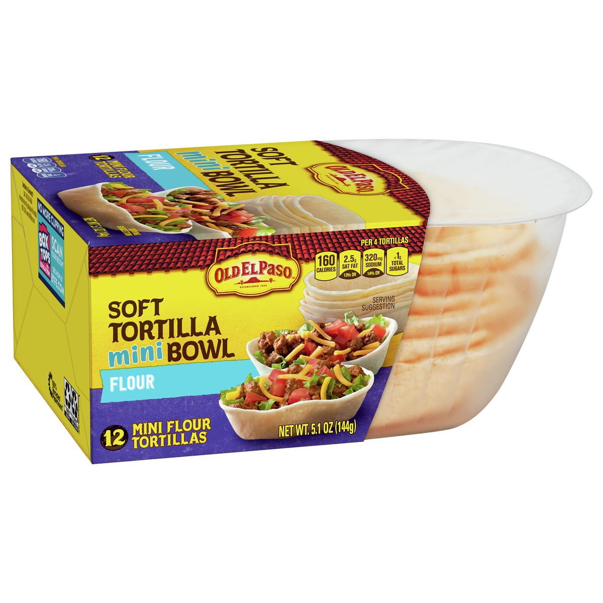 slide 4 of 9, Old El Paso Soft Flour Tortilla Mini Bowls, 12-count, 12 ct