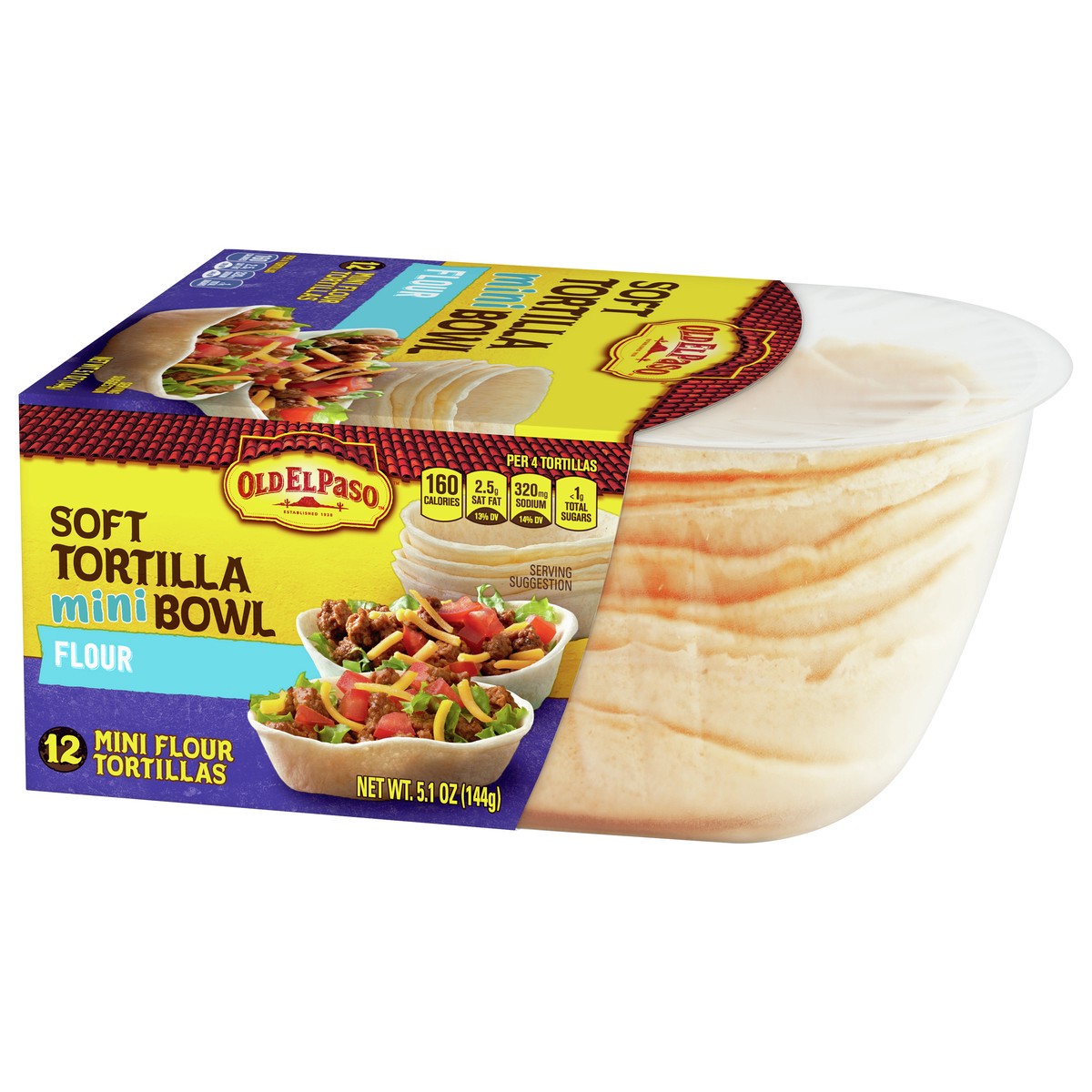 slide 5 of 9, Old El Paso Soft Flour Tortilla Mini Bowls, 12-count, 12 ct