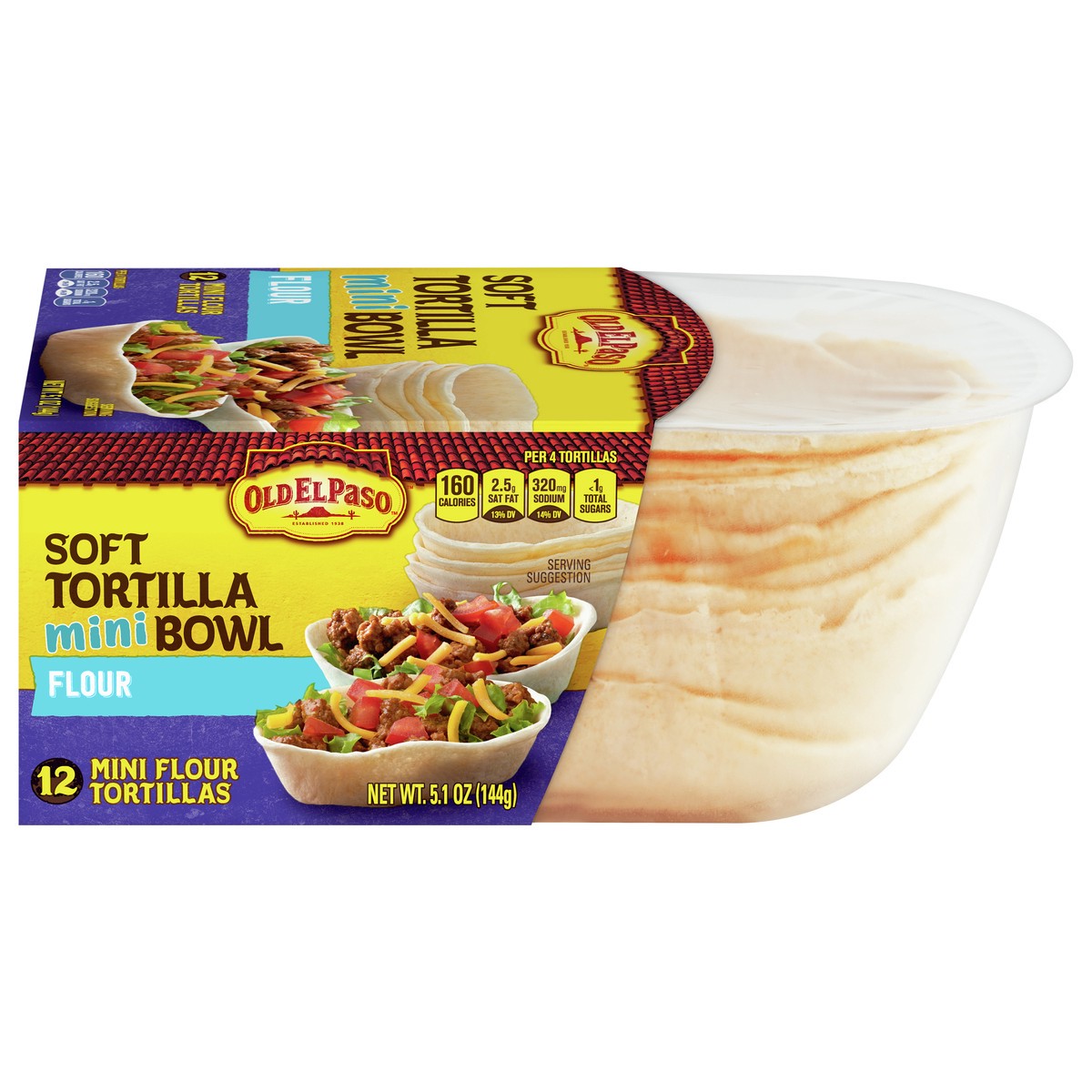 slide 1 of 9, Old El Paso Soft Flour Tortilla Mini Bowls, 12-count, 12 ct