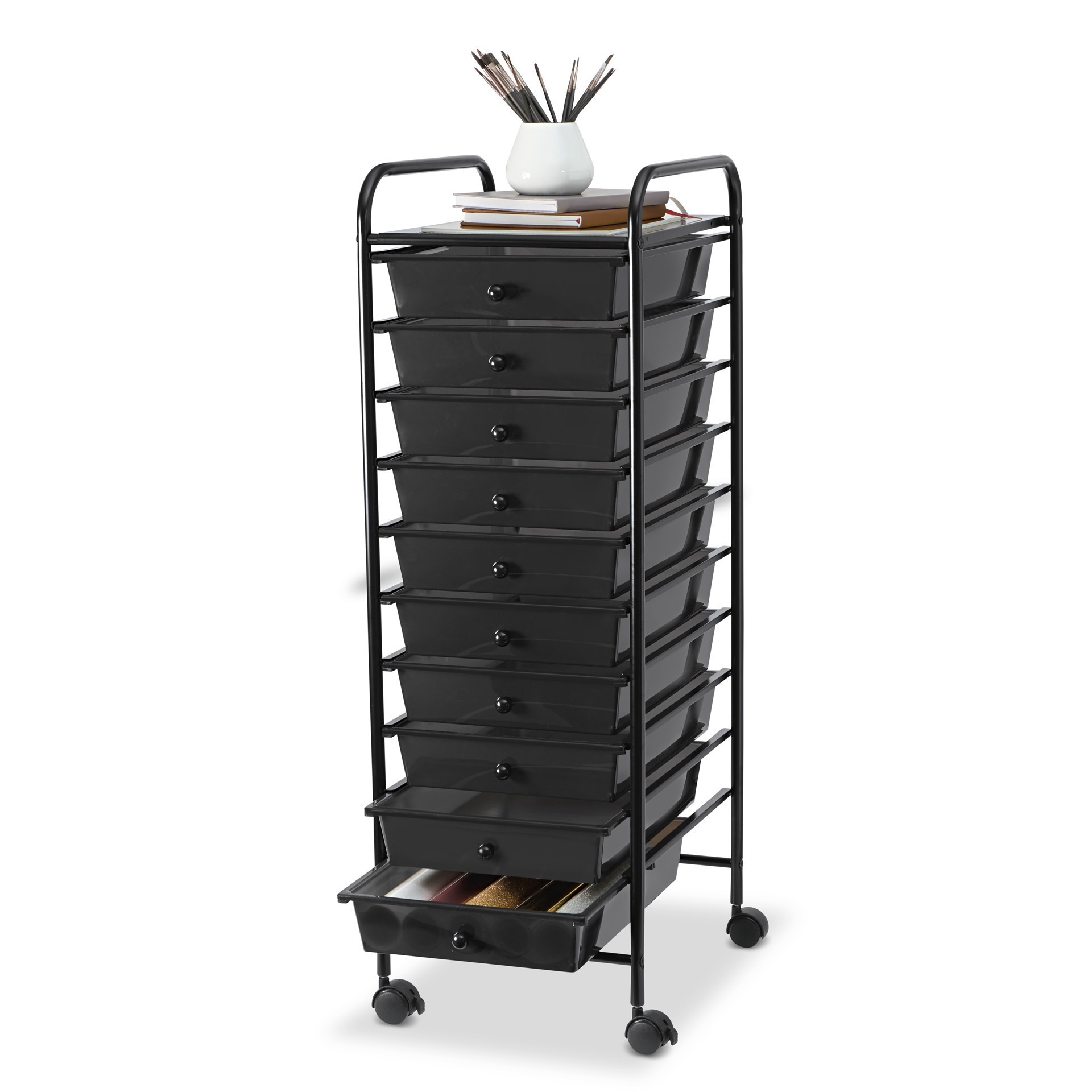 slide 2 of 9, 10 Drawer Rolling Cart By Simply Tidy, 12.6 in x 15.35 in x 37.99 in