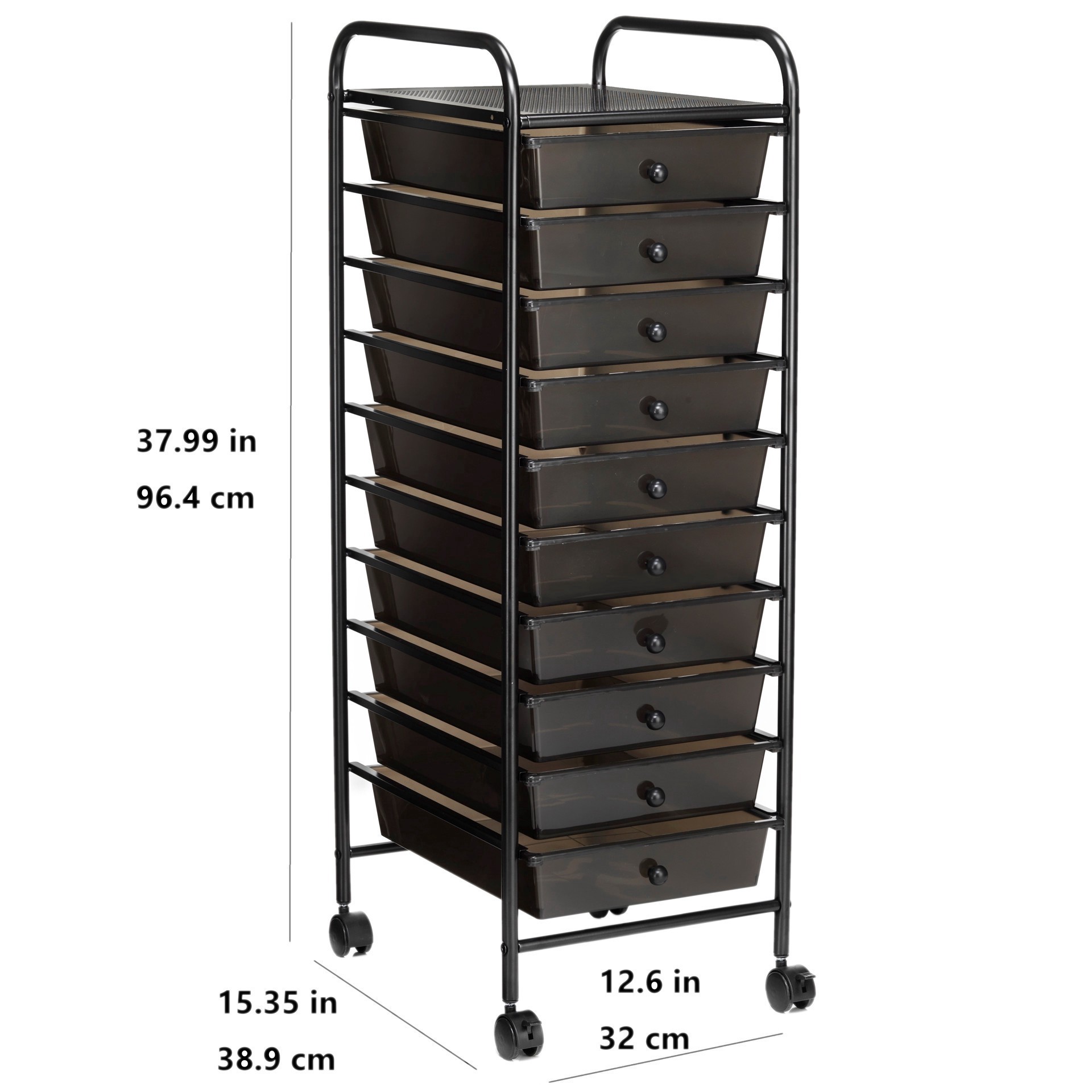 slide 8 of 9, 10 Drawer Rolling Cart By Simply Tidy, 12.6 in x 15.35 in x 37.99 in