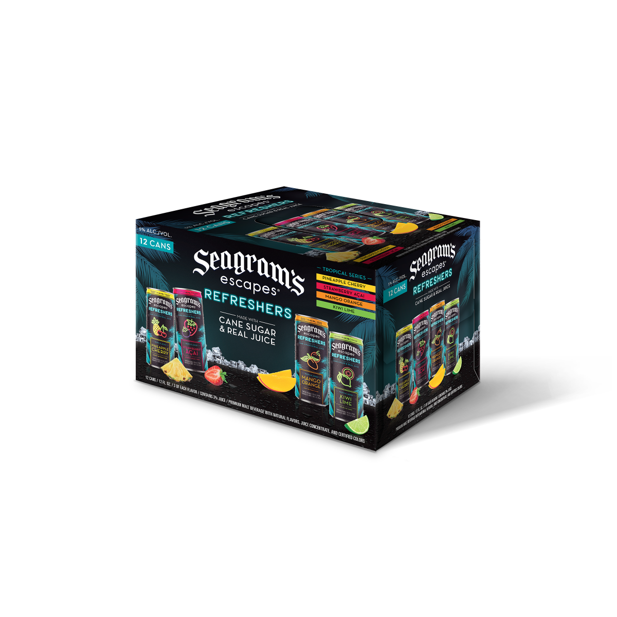 slide 1 of 1, Seagram's Refreshers Premium Assorted Malt Beverage 12 - 12 fl oz Cans, 12 ct; 12 oz