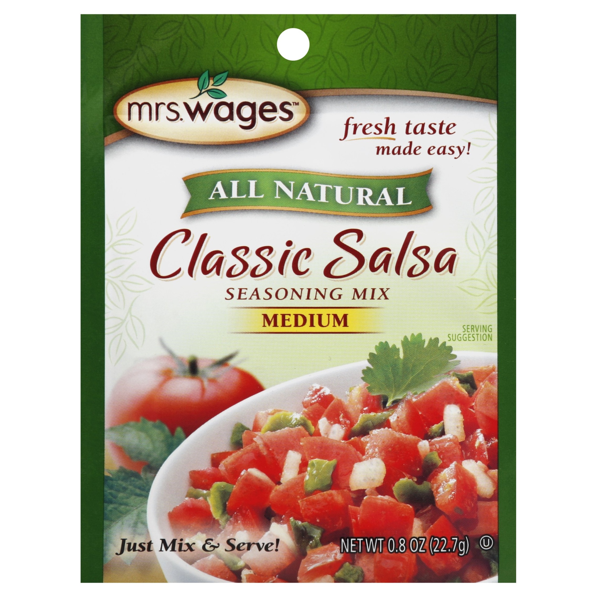 slide 1 of 3, Mrs. Wages All Natural Classic Salsa Seasoning Mix Medium, 0.8 oz