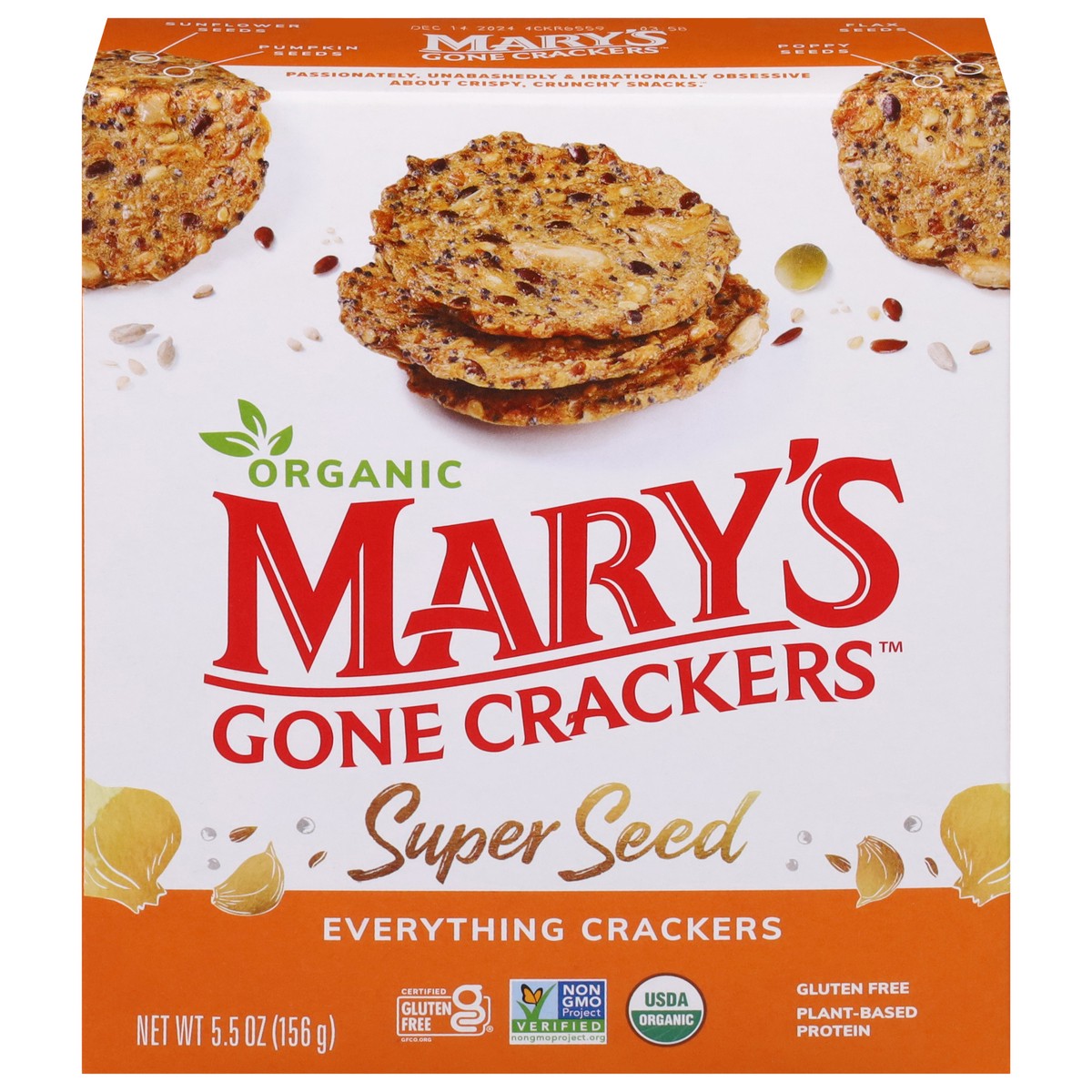 slide 1 of 9, Mary's Gone Crackers Gluten Free Super Seed Everything Crackers, 5.5 oz