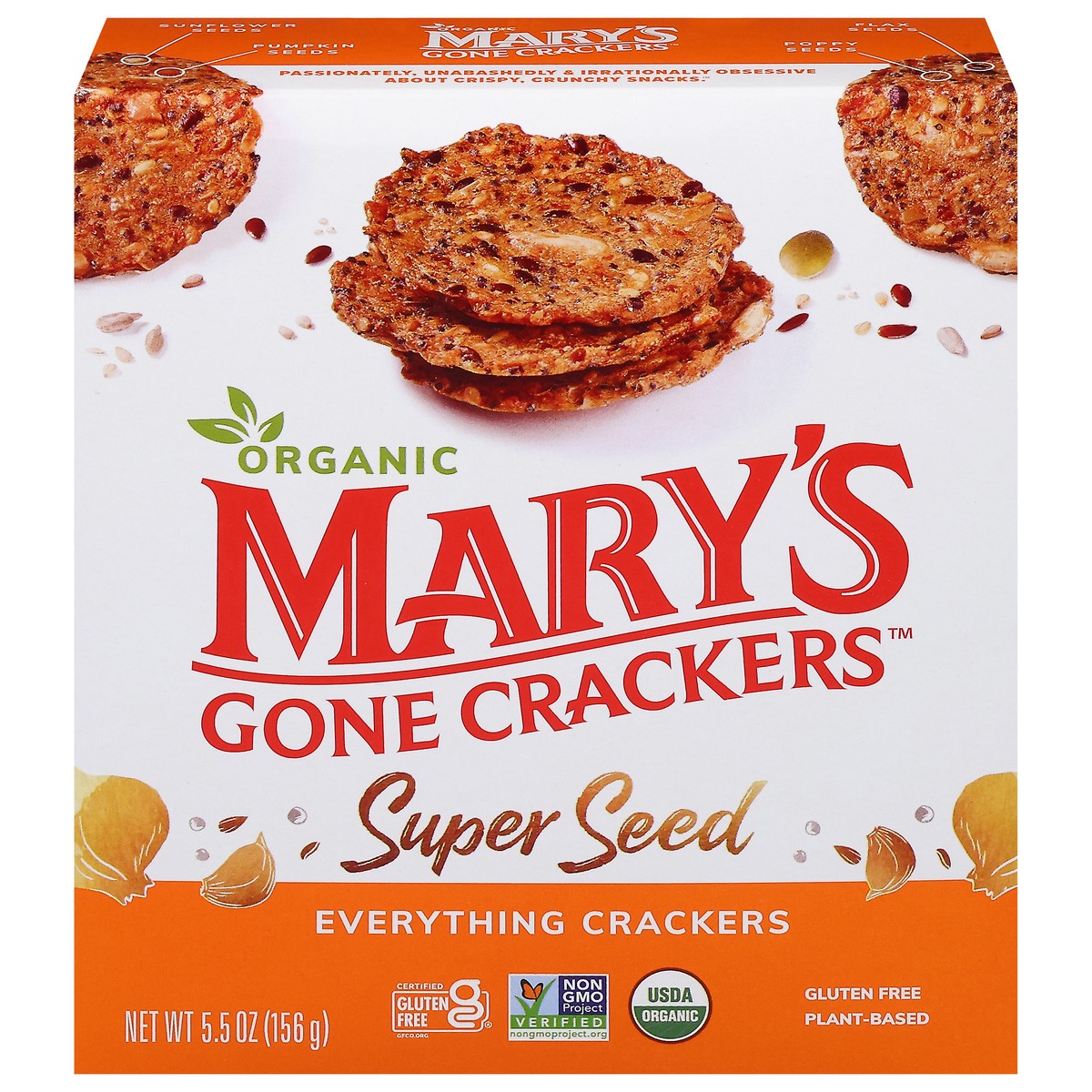 slide 1 of 9, Mary's Gone Crackers Gluten Free Super Seed Everything Crackers, 5.5 oz