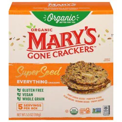Mary's Gone Crackers Crackers, Super Seed Everything, Organic, Plant Based Protein, Gluten Free, 5.5 oz
