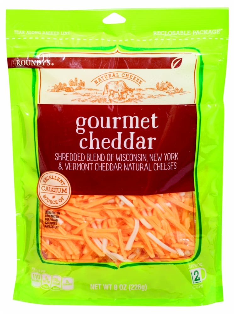 slide 1 of 1, Roundy's Roundys Gourmet Cheddar Shredded Cheese, 8 oz