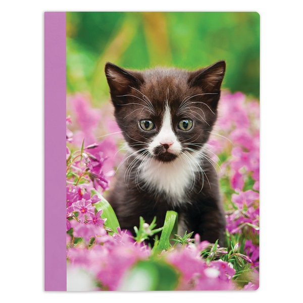 slide 1 of 1, Office Depot Brand Fashion Composition Notebook, 7-1/2'' X 9-3/4'', Wide Ruled, 160 Pages (80 Sheets), Black Kitten, 80 ct