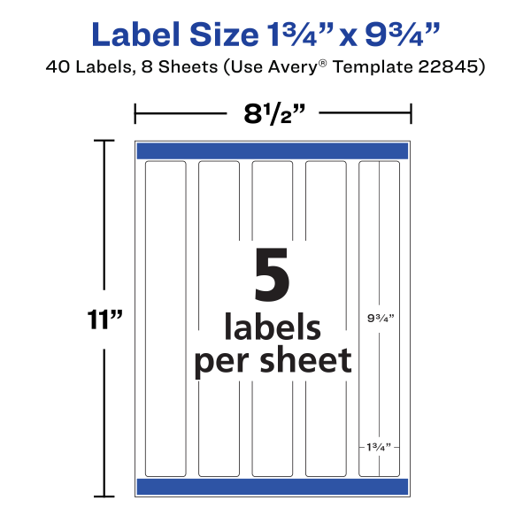 slide 2 of 8, Avery Permanent Durable Wraparound Labels, 22845, White, 40 ct; 9 3/4 in x 1 1/4 in