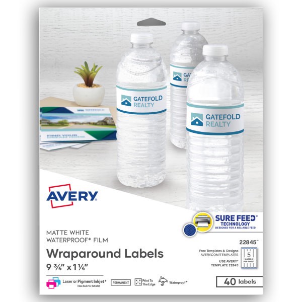 slide 1 of 8, Avery Permanent Durable Wraparound Labels, 22845, White, 40 ct; 9 3/4 in x 1 1/4 in
