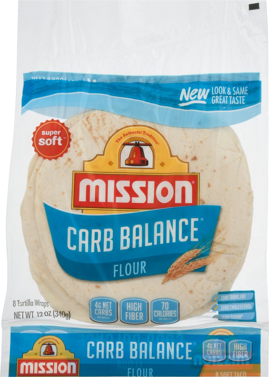 slide 12 of 13, Mission Carb Balance Flour Tortilla Wraps 8 ea, 8 ct