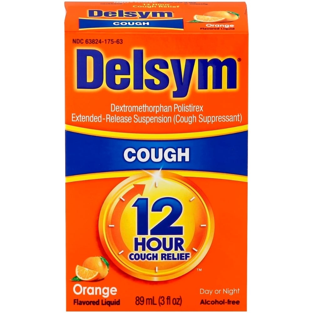 slide 1 of 1, Delsym Orange Adult Liquid Cough Syrup, 3 fl oz