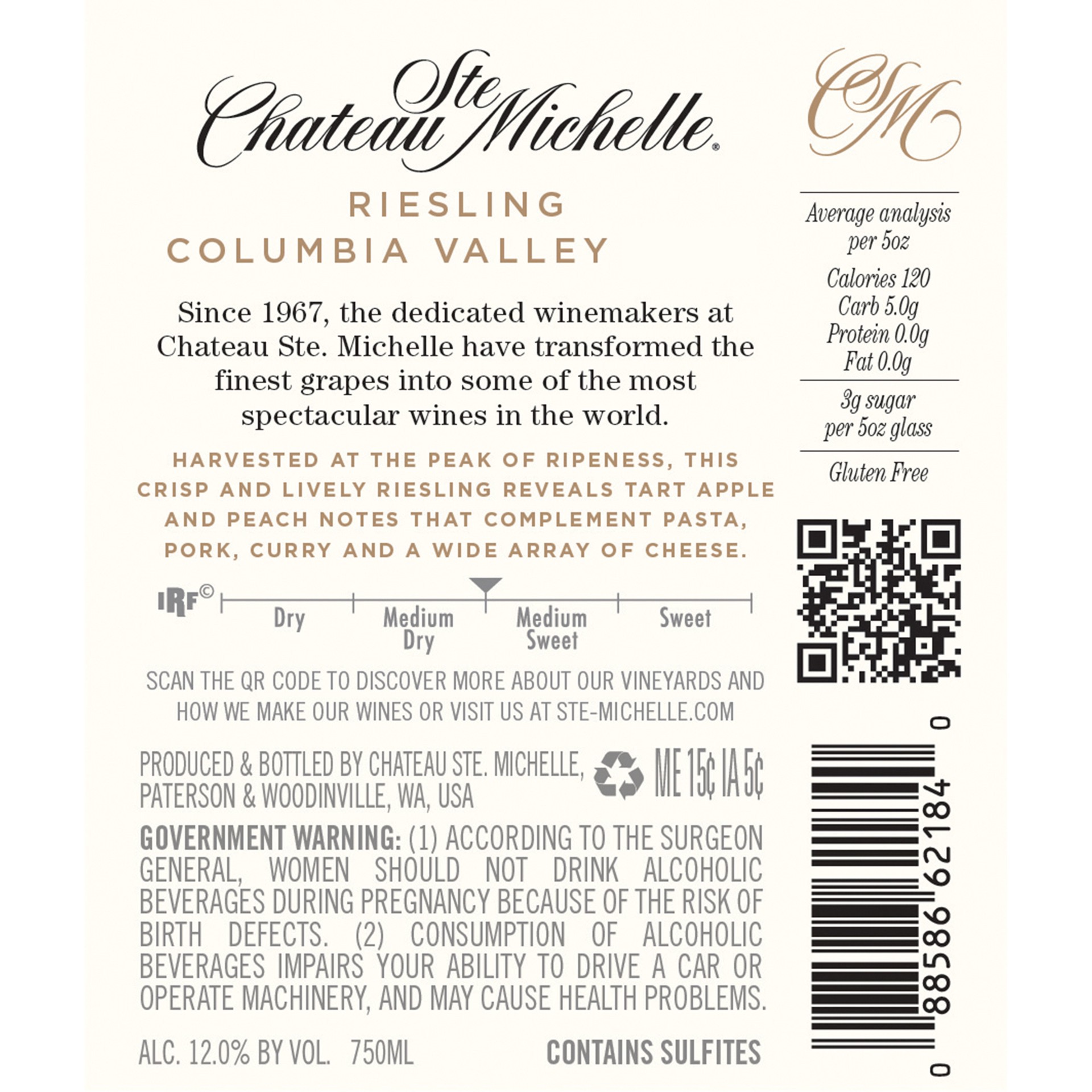 slide 7 of 8, Chateau Ste. Michelle Columbia Valley Riesling, White Wine, 750 mL Bottle, 750 ml