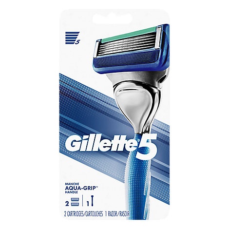 slide 1 of 1, Gillette5 Mens Razor Handle + 2 Cartridges - Each, 1 ct