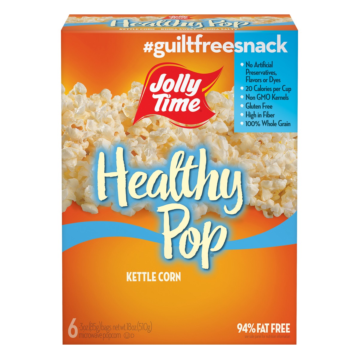 slide 1 of 10, Jolly Time Healthy Pop Microwave Kettle Corn Popcorn 6 ea, 6 ct