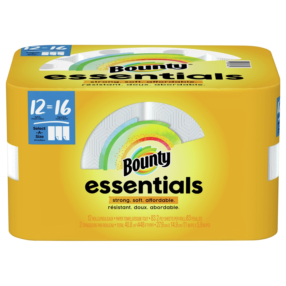 slide 1 of 1, Bounty Essentials 2-Ply Big Rolls White Select-A-Size Paper Towels 12 ea, 12 ct