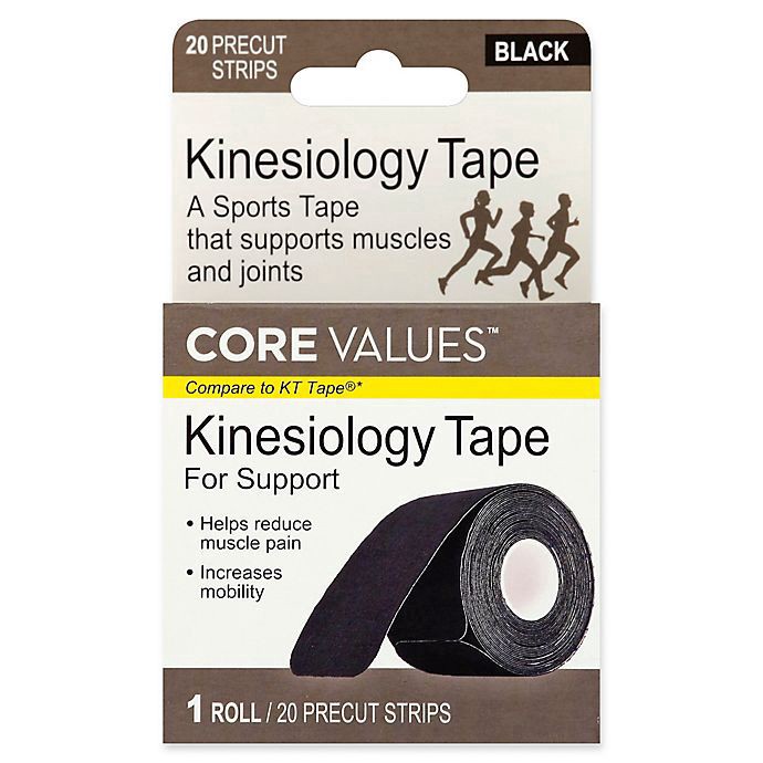 slide 2 of 4, Core Values Kinesiology Tape Pre-Cut Strips for Support, 20 ct