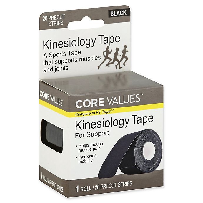 slide 1 of 4, Core Values Kinesiology Tape Pre-Cut Strips for Support, 20 ct