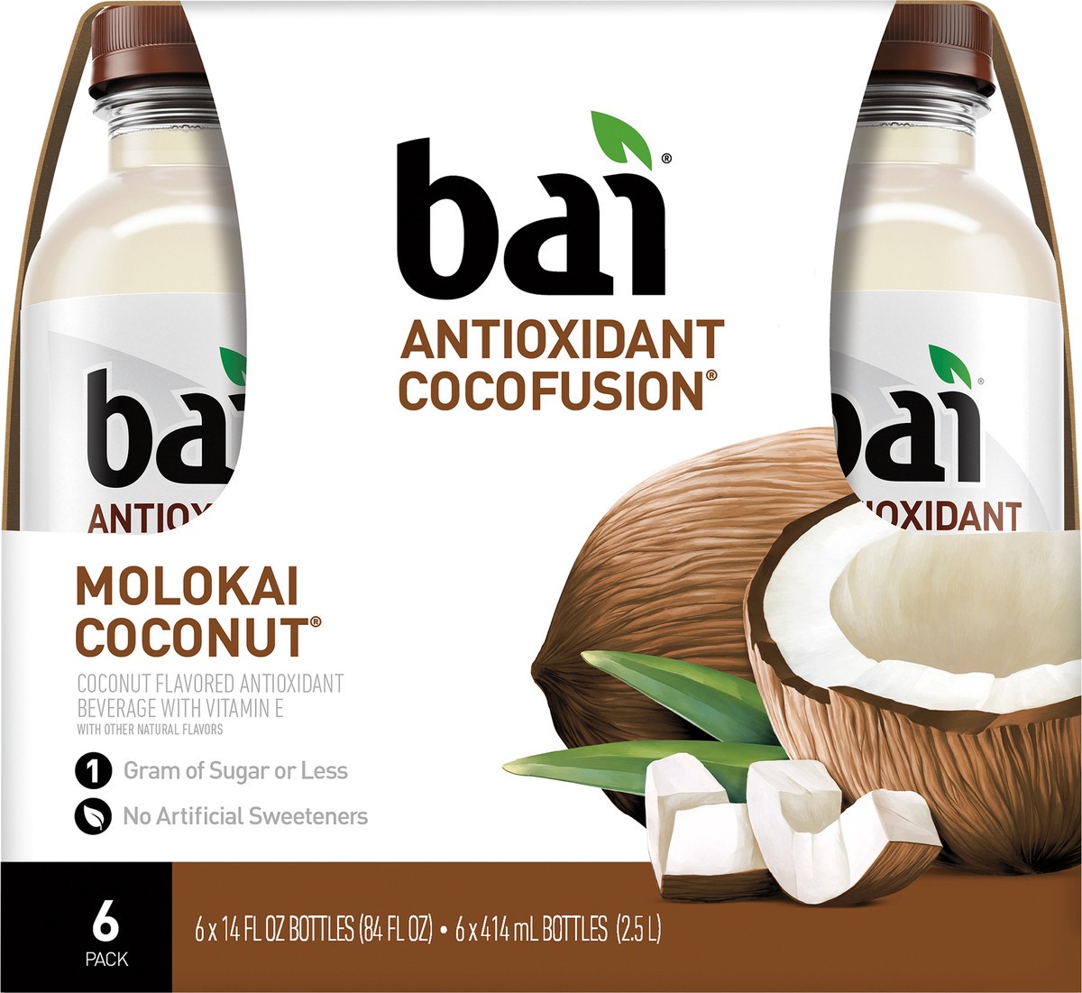slide 3 of 11, Bai Cocofusions Molokai Coconut, Antioxidant Infused Beverage, 14 Fl Oz Bottles, 6 Pack, 6 ct; 14 fl oz; 14 oz