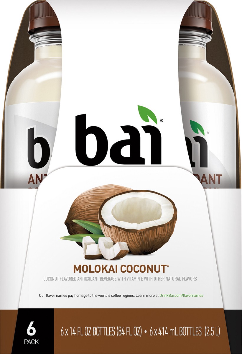 slide 4 of 11, Bai Cocofusions Molokai Coconut, Antioxidant Infused Beverage, 14 Fl Oz Bottles, 6 Pack, 6 ct; 14 fl oz; 14 oz