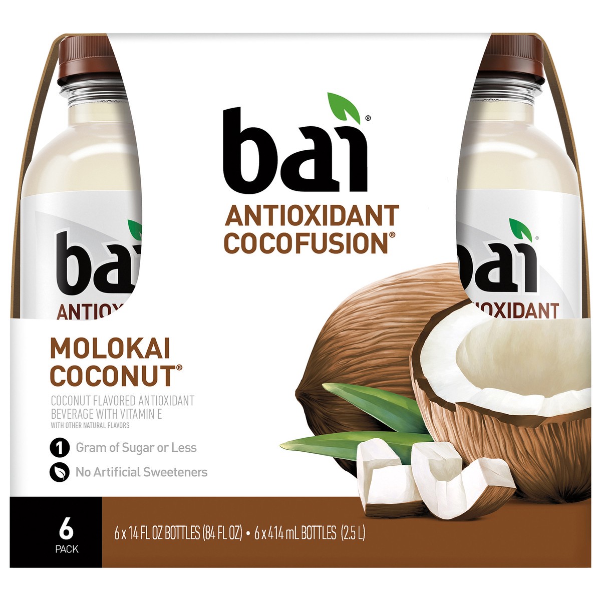 slide 6 of 11, Bai Cocofusions Molokai Coconut, Antioxidant Infused Beverage, 14 Fl Oz Bottles, 6 Pack, 6 ct; 14 fl oz; 14 oz