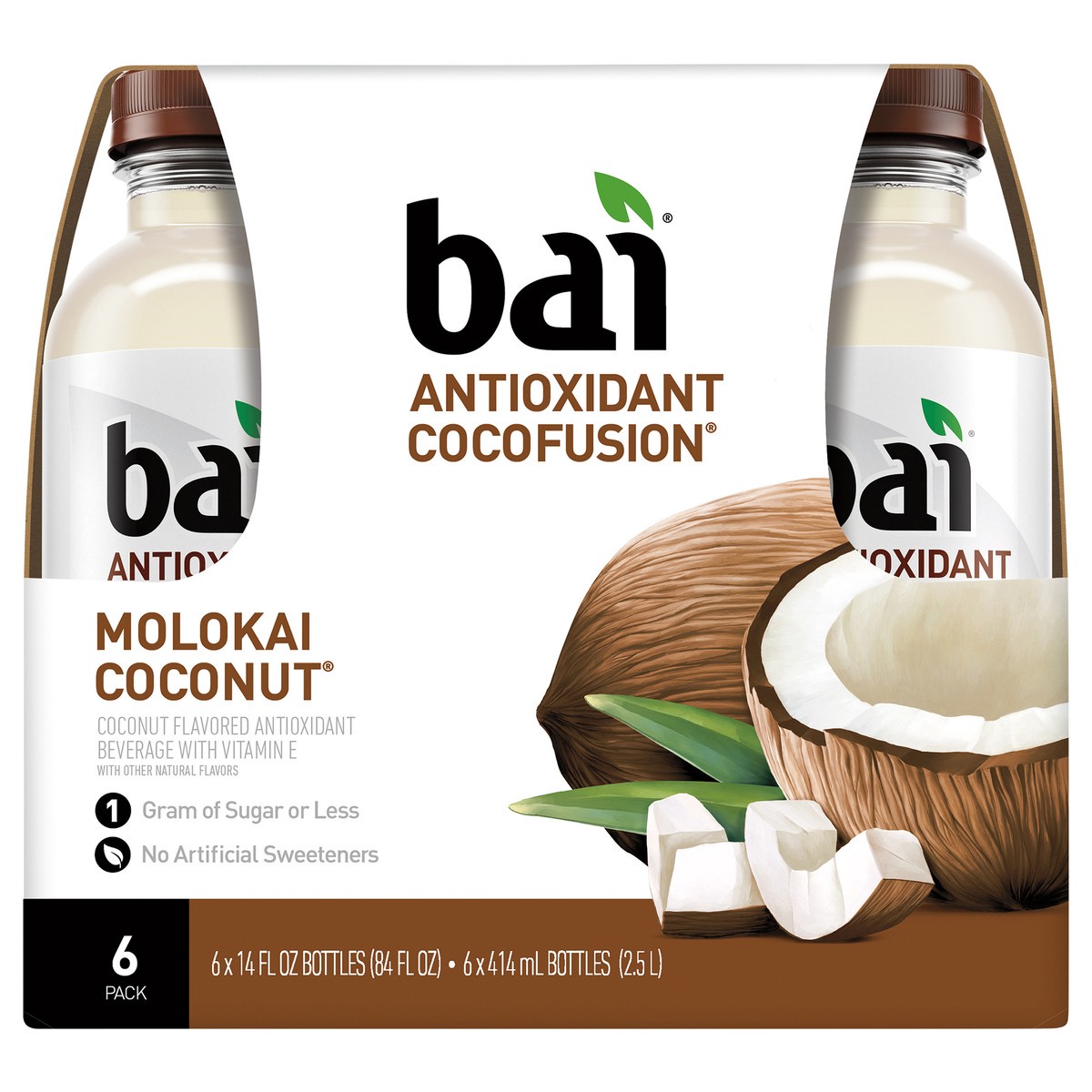 slide 1 of 11, Bai Cocofusions Molokai Coconut, Antioxidant Infused Beverage, 14 Fl Oz Bottles, 6 Pack, 6 ct; 14 fl oz; 14 oz