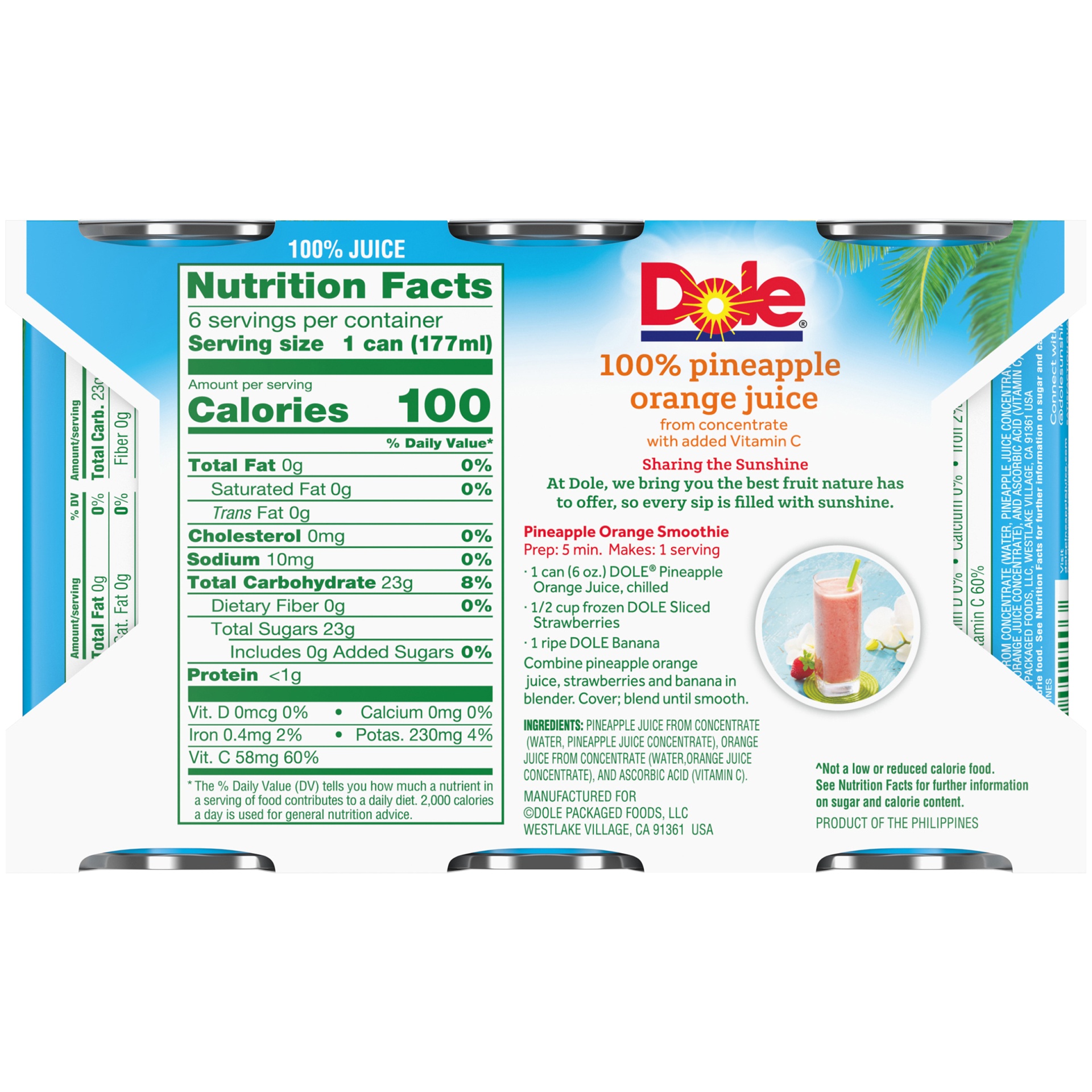 Dole Pineapple Orange Juice 6 ct; 6 fl oz Shipt
