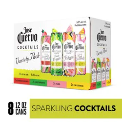Jose Cuervo Sparkling Cocktails Variety Pack Classic, Strawberry, Paloma, and Pink Lemonade - 8 x 355 ml