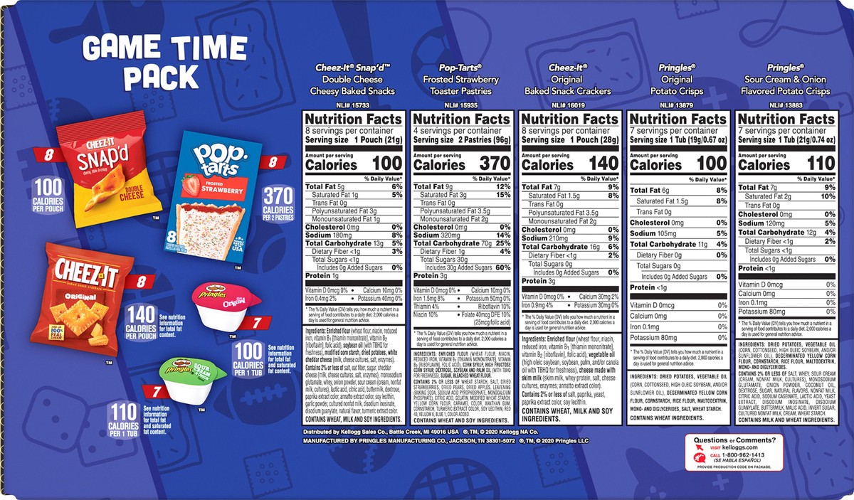 slide 10 of 11, Kellogg's Game Time Pack, Variety Pack, 37.3 oz, 38 Count, 37.3 oz