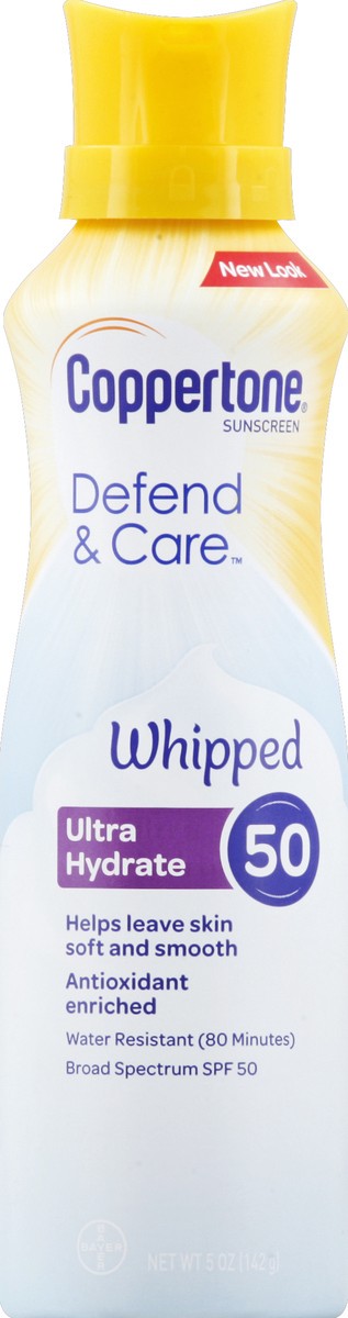 slide 5 of 6, Coppertone Defend & Care Whipped Sunscreen - SPF 50, 5 oz