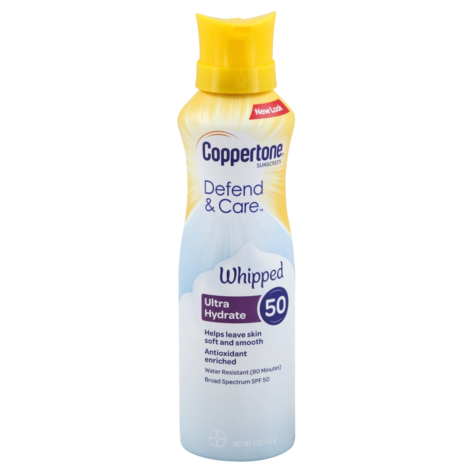 slide 1 of 6, Coppertone Defend & Care Whipped Sunscreen - SPF 50, 5 oz