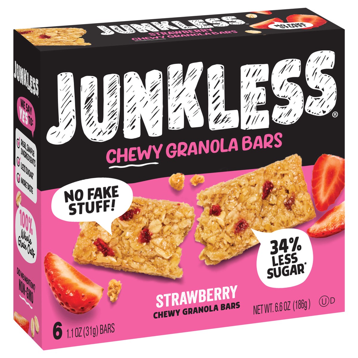 slide 11 of 12, Junkless Strawberry Chewy Granola Bars, 6 ct; 1.1 oz