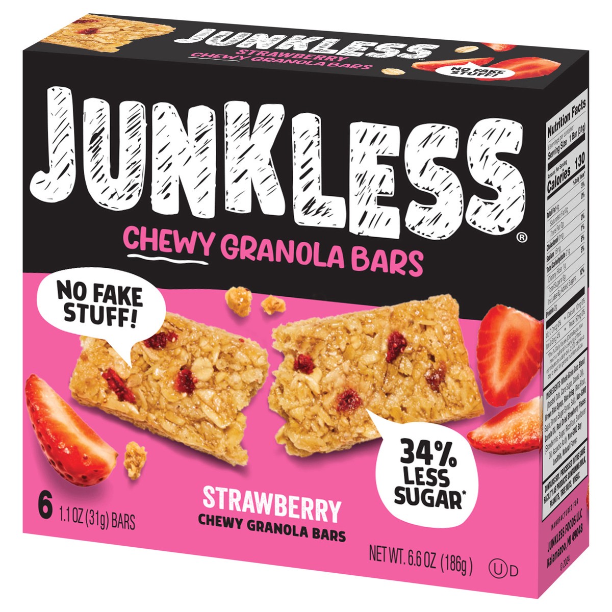 slide 12 of 12, Junkless Strawberry Chewy Granola Bars, 6 ct; 1.1 oz