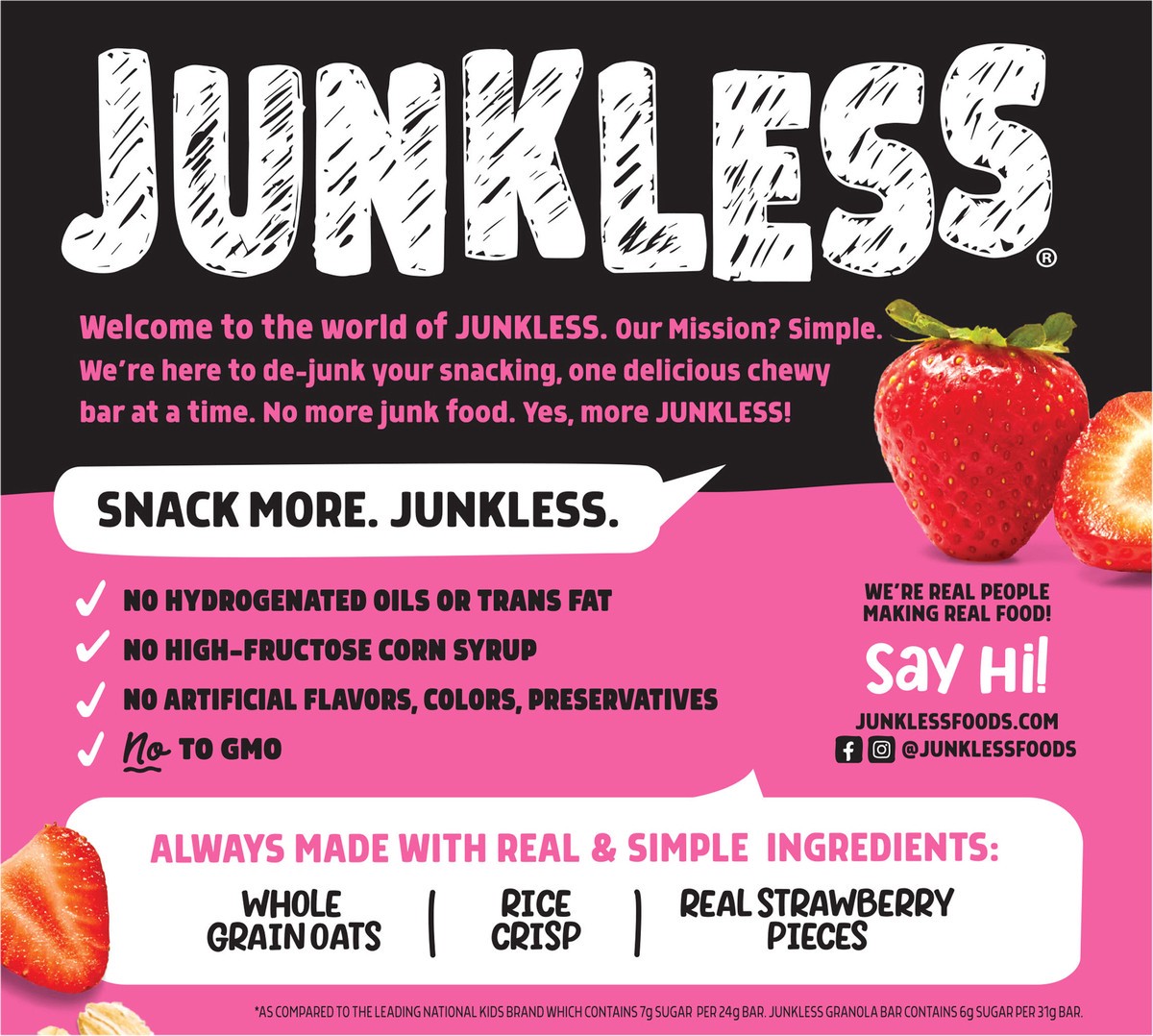 slide 8 of 12, Junkless Strawberry Chewy Granola Bars, 6 ct; 1.1 oz