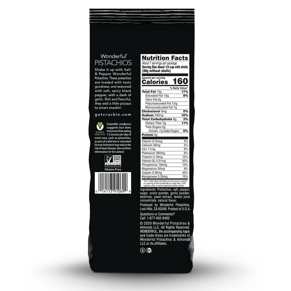 slide 3 of 3, Wonderful Pistachios Salt & Pepper Pistachios, 14 oz