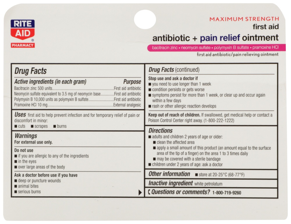 slide 2 of 3, Rite Aid Pharmacy Antibacterial Ointment Plus Pain Relief, 2 ct