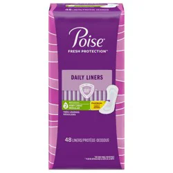 Poise Daily Incontinence Panty Liners, 2 Drop Very Light Absorbency, Regular, 48 Count of Pantiliners