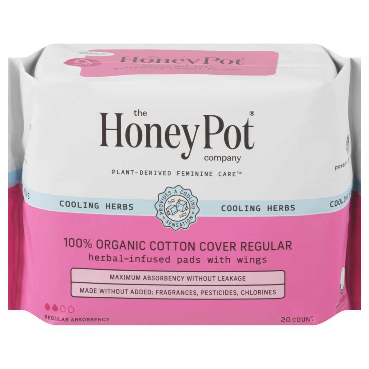 slide 1 of 11, The Honey Pot Company Herbal-Infused Regular Absorbency Pads with Wings 20 ea, 20 ct