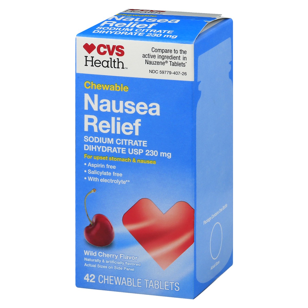 slide 5 of 9, CVS Health Nausea Relief 230 mg Wild Cherry Chewable Tablets, 1 ct
