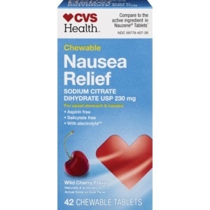 slide 1 of 1, CVS Health Nausea Relief 230 mg Wild Cherry Chewable Tablets, 1 ct