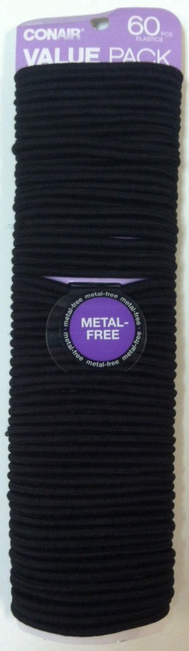 slide 1 of 1, Conair Elastic Black Ponytail Holders, 60 ct
