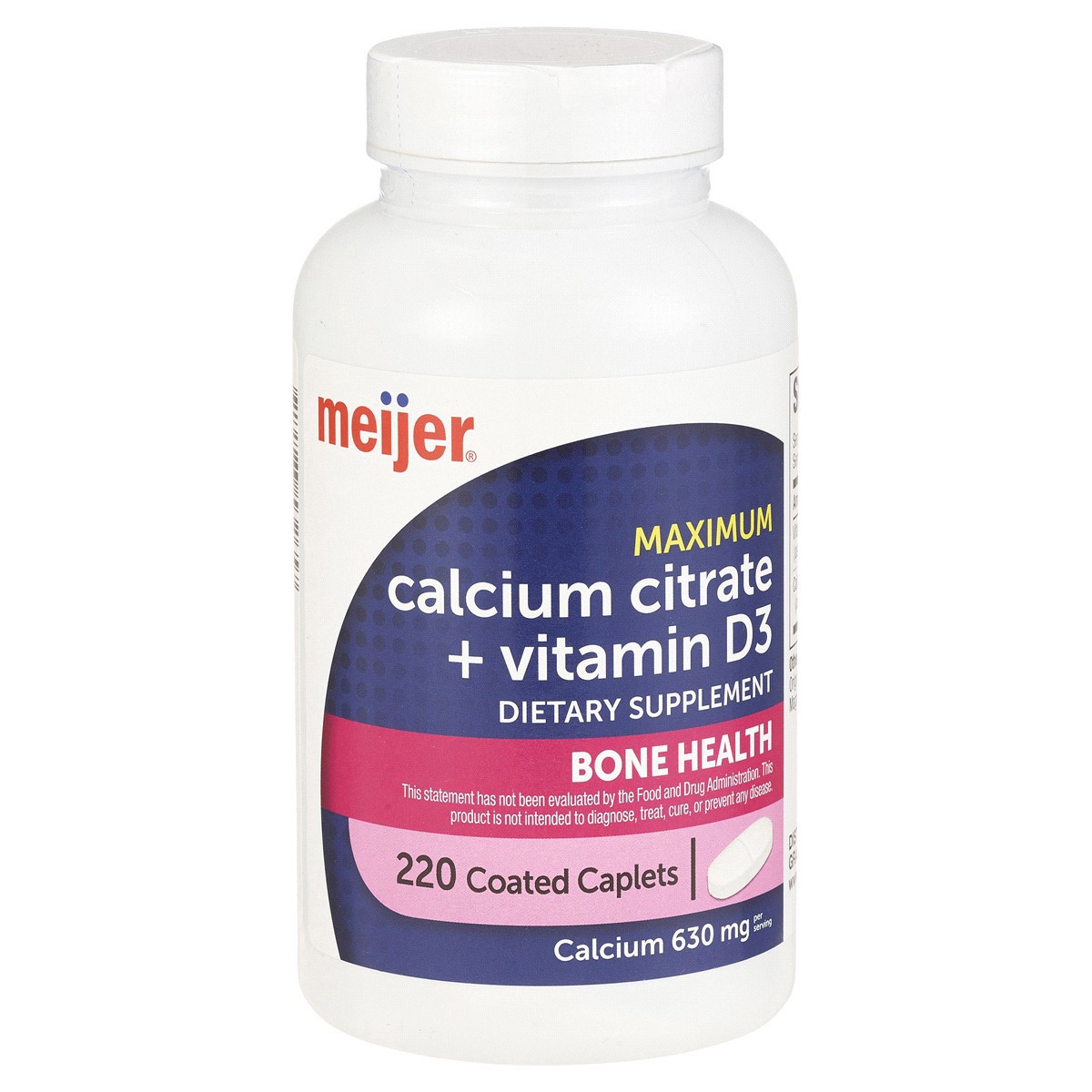 slide 1 of 9, Meijer Calcium Citrate With Vitamin D Caplet, 220 ct