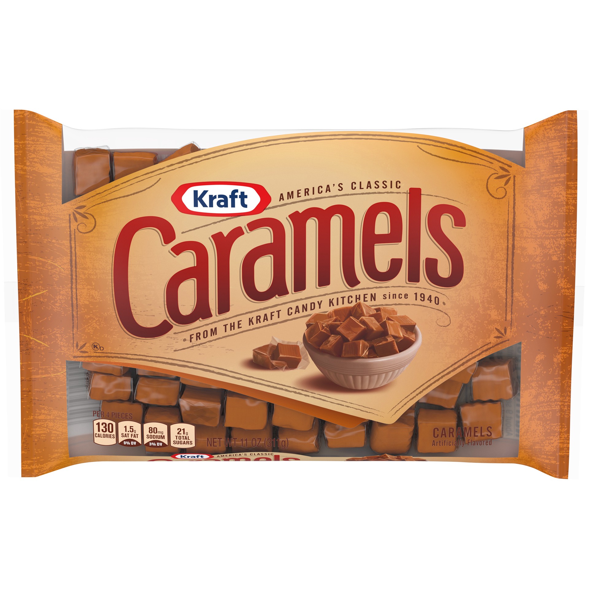 slide 1 of 5, Kraft America's Classic Individually Wrapped Candy Caramels, 11 oz Bag, 11 oz