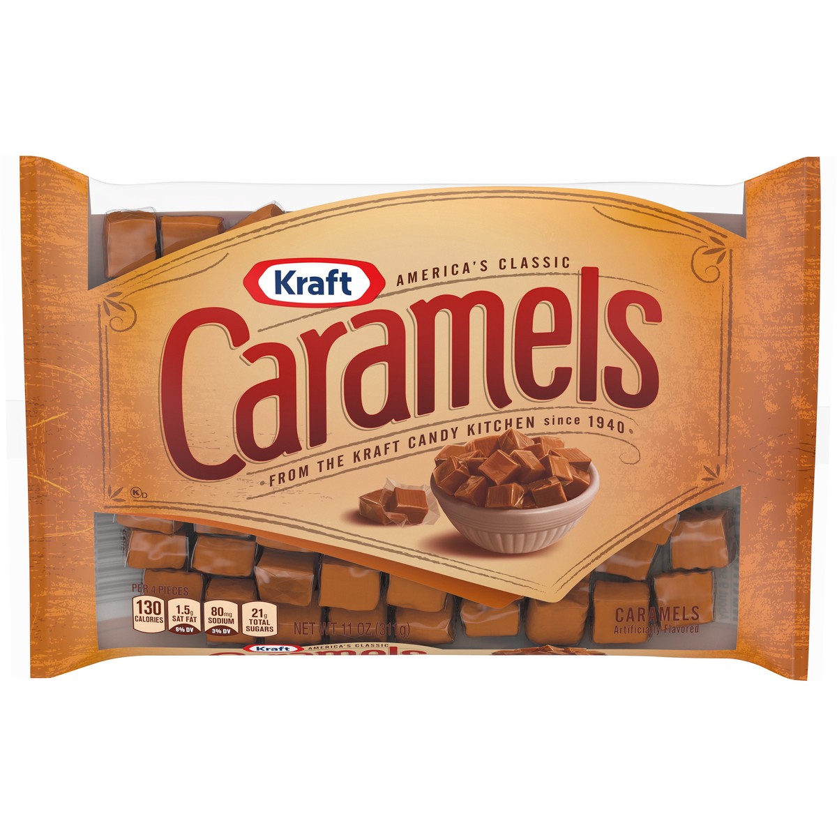 slide 1 of 5, Kraft America's Classic Individually Wrapped Candy Caramels, 11 oz Bag, 11 oz