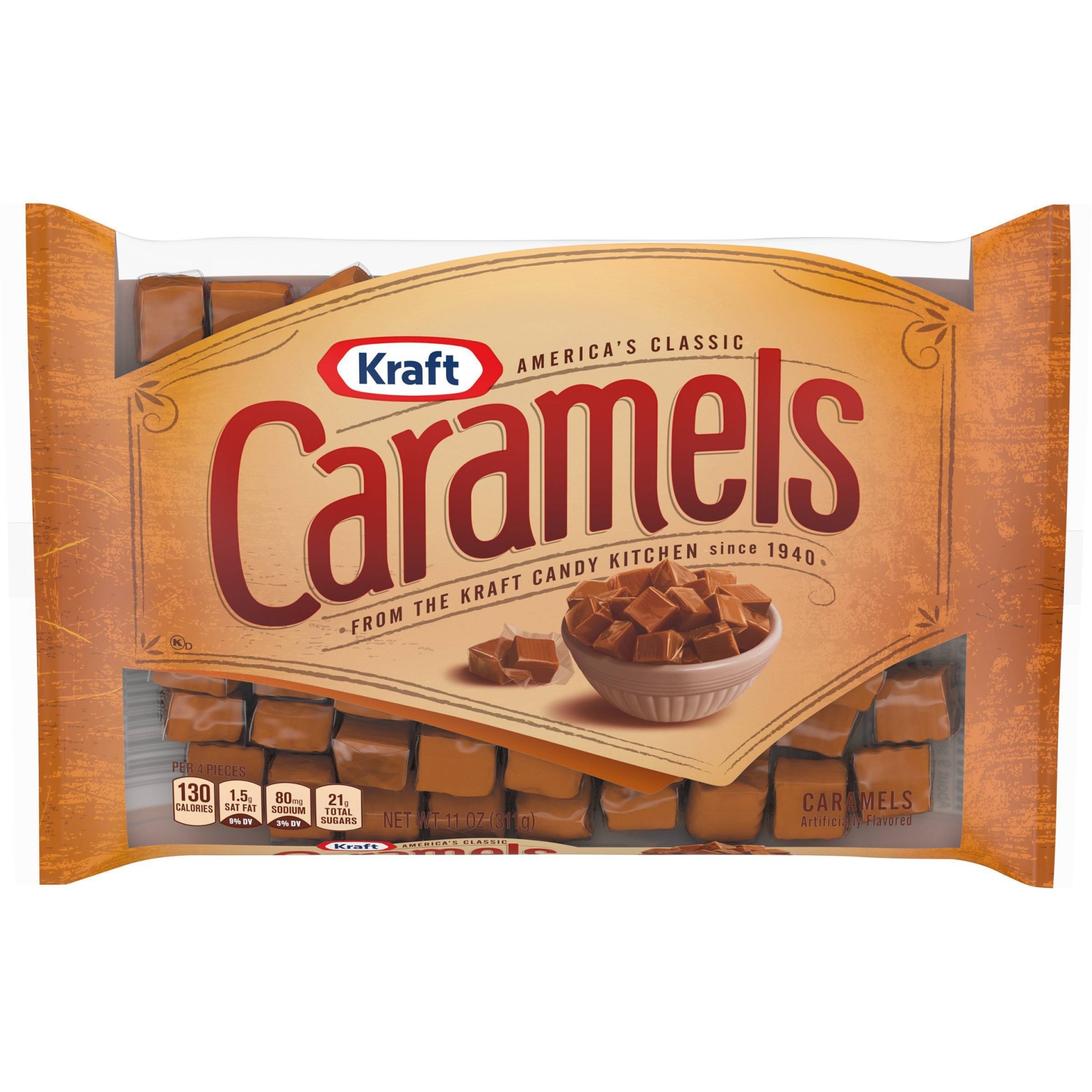 slide 1 of 9, Kraft America's Classic Individually Wrappeddy Caramels, 11 oz